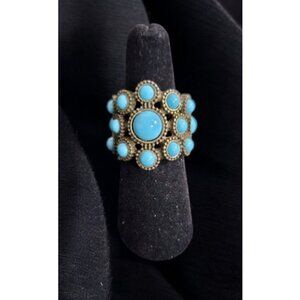 * Vintage NRT Chunky Turquoise Blue Ring Ladies Size 6.5